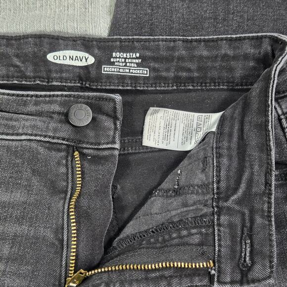 Old Navy Women Sz 2 Rockstar Black Super Skinny Jeans Emo Teen Goth Skater EUC - Picture 4 of 6